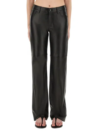 Michael Kors Black Pants With Belt Loops In Leather Woman