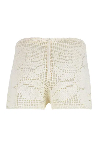 Magda Butrym Knitted Crochet Shorts In White