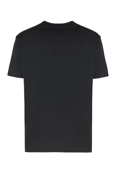 Versace Jeans Couture Ribbed Collar Crew-neck T-shirt In Cotton In Black