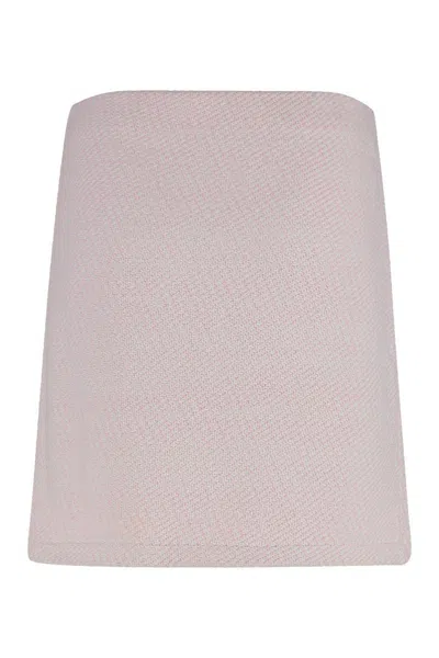 Self-portrait Knitted Mini Skirt In Purple