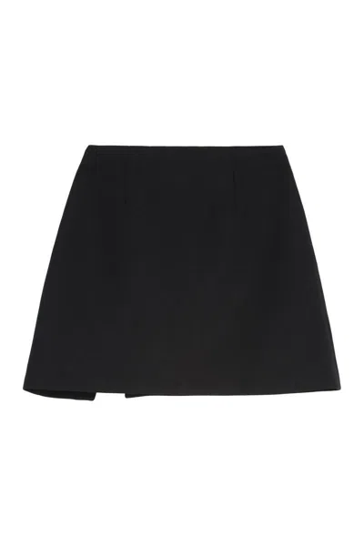 Self-portrait Crystal-embellished A-line Miniskirt In Black