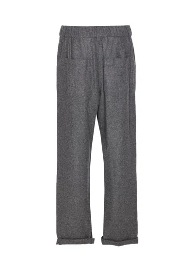 Brunello Cucinelli Trousers With Belt Loops And Elastic Waistband In Gray