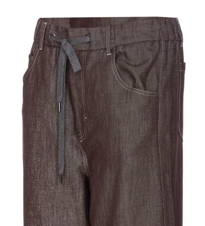 Brunello Cucinelli Trousers Wide Leg Drawstring Waist In Brown