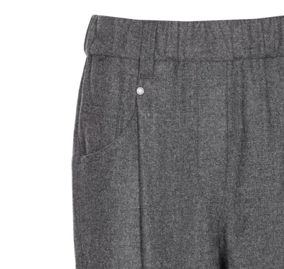 Brunello Cucinelli Trousers With Belt Loops And Elastic Waistband In Gray