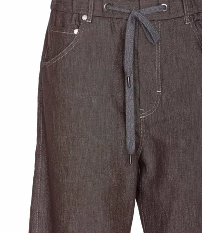 Brunello Cucinelli Trousers Wide Leg Drawstring Waist In Brown