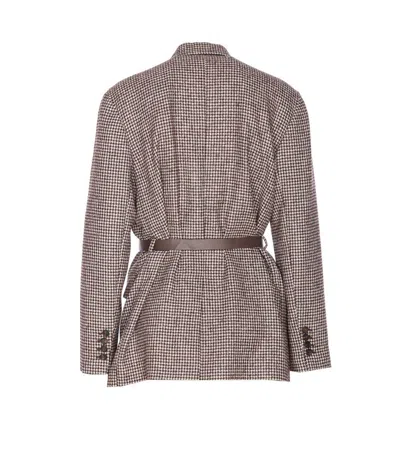 Brunello Cucinelli Houndstooth Belted Blazer