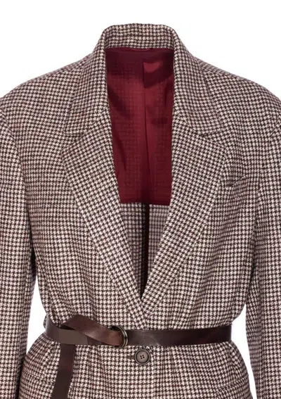 Brunello Cucinelli Houndstooth Belted Blazer