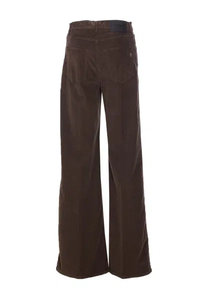 Dondup Velvet Wide Leg Trousers With 5 Pockets