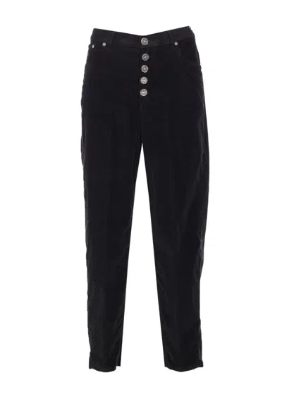 Dondup Loose Fit Velvet Trousers With Button Detailing