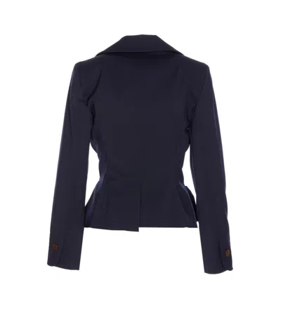 Vivienne Westwood Tailored Jacket With Buttoned Back Vent In Blue