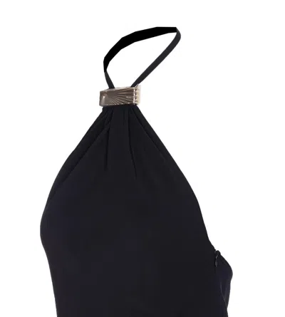 Attico Halterneck Low-back Midi Dress In Black