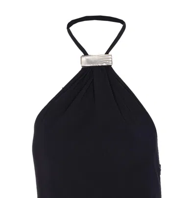 Attico Halterneck Low-back Midi Dress In Black