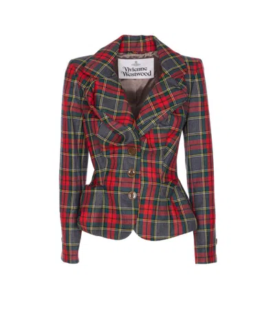 Vivienne Westwood Plaid Tailored Jacket With Notch Lapel And Button-detail Cuffs In Multi