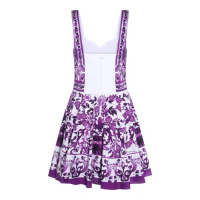 Dolce & Gabbana Violet Dress With Thin Straps And All-over Floral Motif In Cotton Blend Woman In Purple