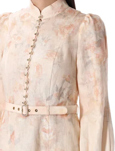 Zimmermann Women Floral Print Linen Crush Midi Dress In Neutral