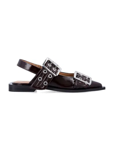 Ganni Feminine Buckle Eco-leather Slingback Pumps