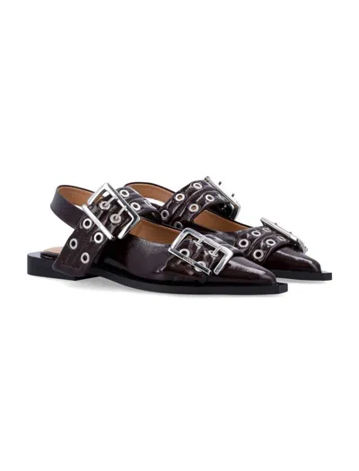 Ganni Feminine Buckle Eco-leather Slingback Pumps