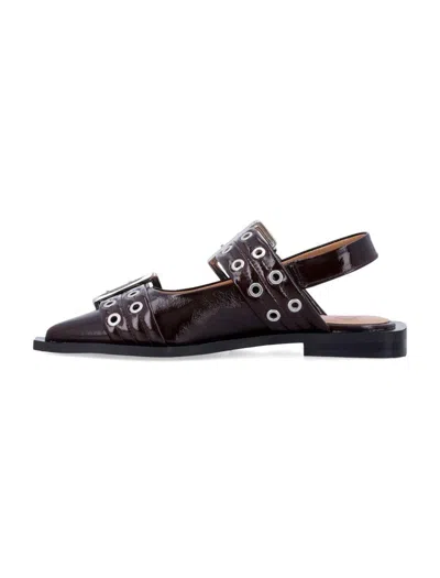 Ganni Feminine Buckle Eco-leather Slingback Pumps