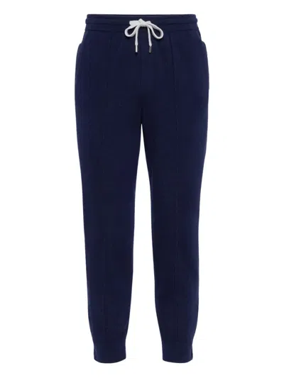 Brunello Cucinelli Cashmere Track Pants In Blue