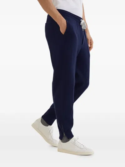 Brunello Cucinelli Cashmere Track Pants In Blue