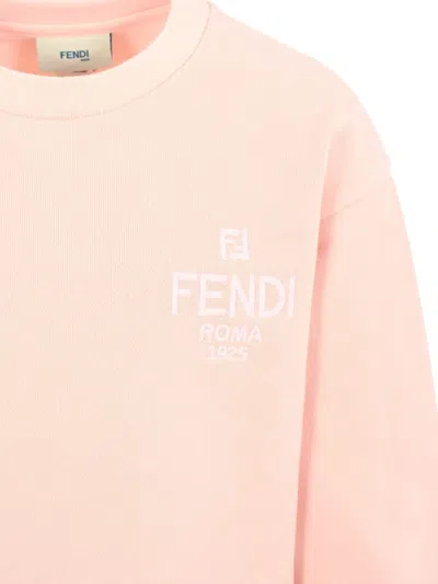 Fendi Logo-embroidered Cotton Sweatshirt In Pink