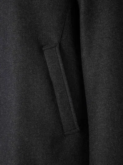 Herno Antracite Coat With Zip And Buttons Closure In Black