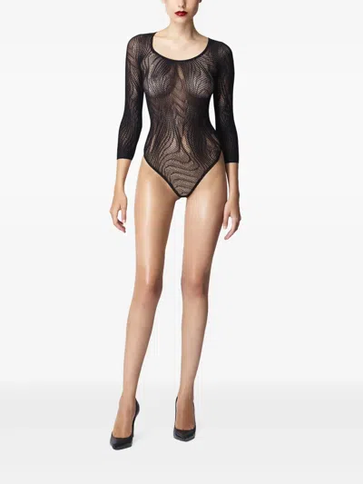 Wolford Snake Net String Bodysuit In Black