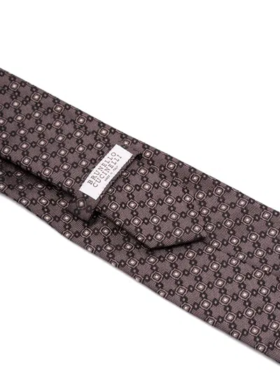 Brunello Cucinelli Men Necktie With Jacquard Pattern In Brown