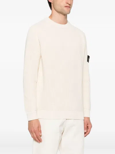 Stone Island Ribbed Crew-neck Cotton Sweater With Long Sleeves