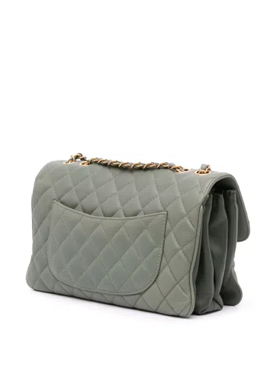 Pre-owned Chanel 2018 Large Quilted Lambskin Daily Companion Flap Shoulder Bag In Green