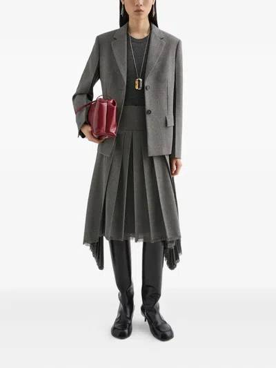 Jil Sander Short Tailored Wool Blazer In Gray