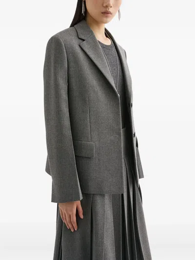 Jil Sander Short Tailored Wool Blazer In Gray