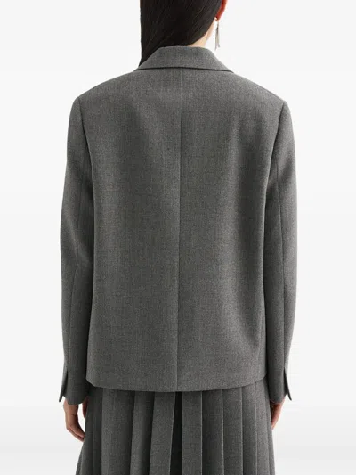Jil Sander Short Tailored Wool Blazer In Gray