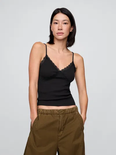Gap Lace-trim Waffle-knit Crop Cami