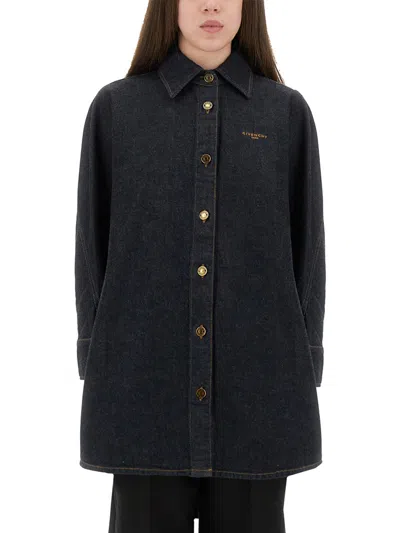 Givenchy Collared Neck Structured Long Sleeves Top In Black