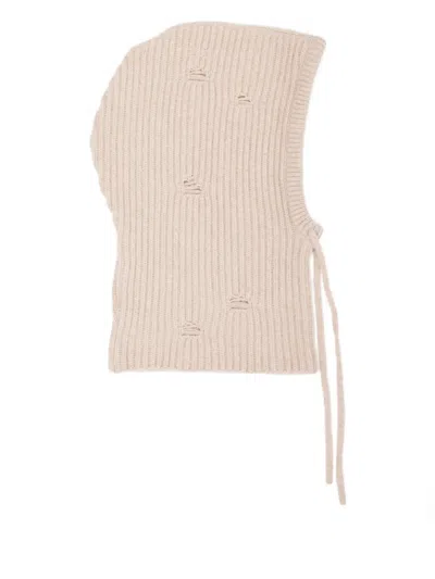 Mm6 Maison Margiela Drawstring Wool-blend Knit Hood In Neutral
