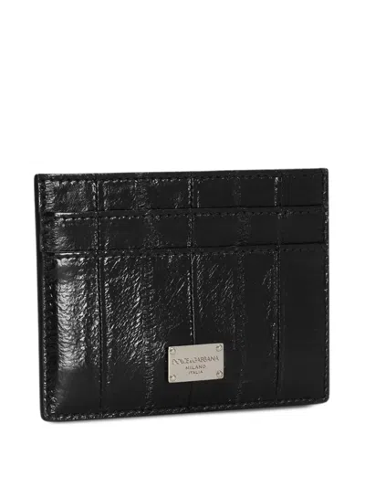 Dolce & Gabbana Textured Leather Card Holder In Black
