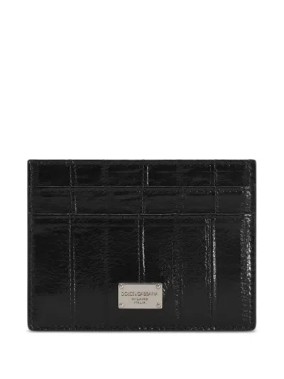 Dolce & Gabbana Textured Leather Card Holder In Black