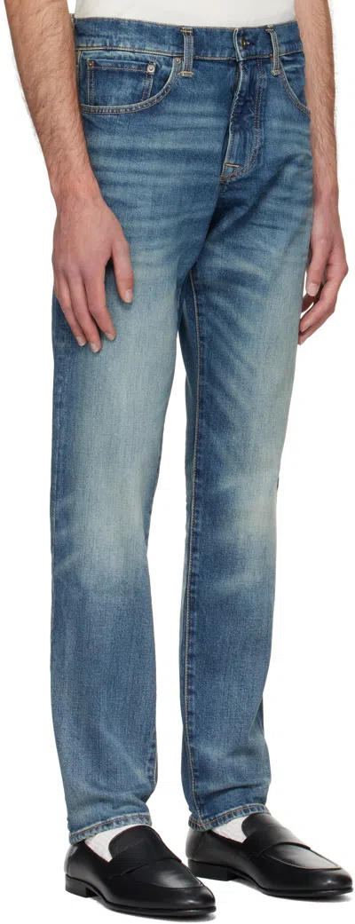 Hugo Boss Mens Medium Blue Beckham X Boss Slim-leg Mid-rise Stretch-denim Jeans In Blue