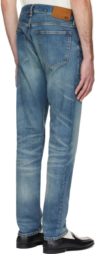 Hugo Boss Mens Medium Blue Beckham X Boss Slim-leg Mid-rise Stretch-denim Jeans In Blue