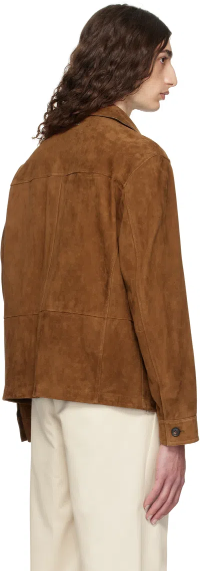 Hugo Boss Regular-fit Jacket In Nappalan Suede In Brown