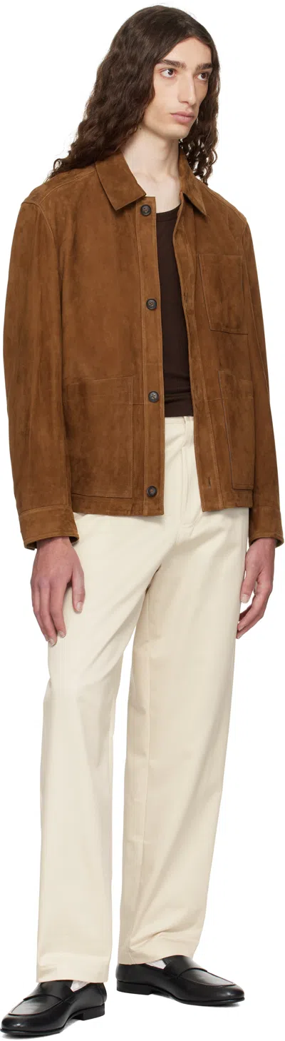 Hugo Boss Regular-fit Jacket In Nappalan Suede In Brown