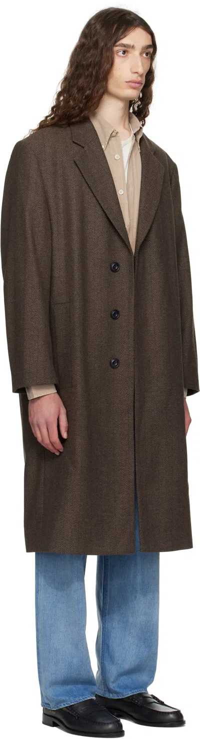 Hugo Boss Brown Regular-fit Concealed Closure Coat In Brown