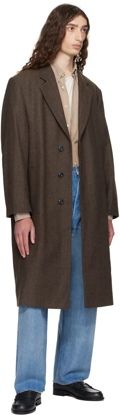 Hugo Boss Brown Regular-fit Concealed Closure Coat In Brown