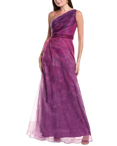 Rene Ruiz One-shoulder Organza Gown In Purple