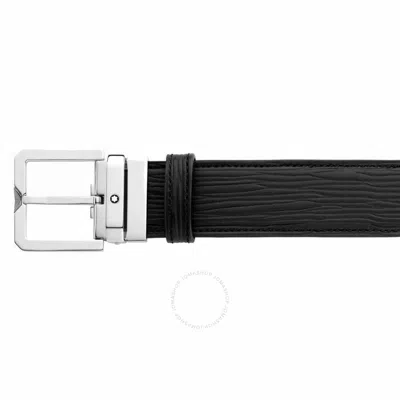 Montblanc Black 35 Mm Textured Leather Belt