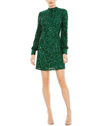 Mac Duggal Sequin Open Back Long Sleeve Cocktail Dress