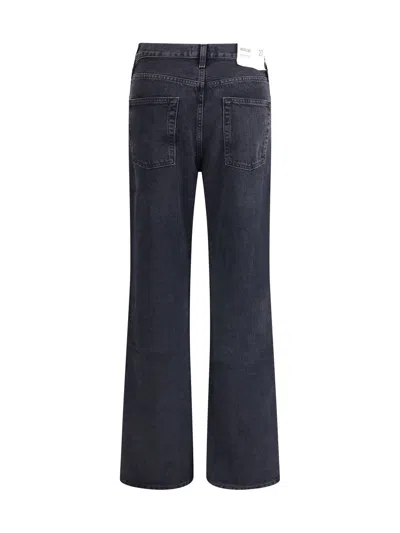 Agolde Blue Jeans With High Waist And Logo Patch On The Rear In Black