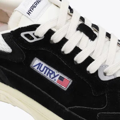 Autry Hyperway Black Low Top Sneakers With Logo Patch On Tongue And Side In Tech Fabric Man In Black