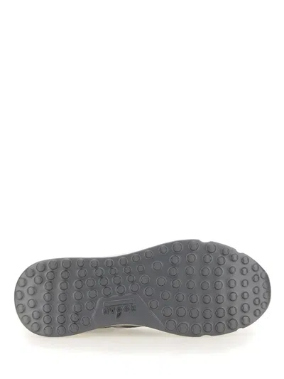 Hogan Low Top Leather Sneakers With Mesh Inserts In Blue